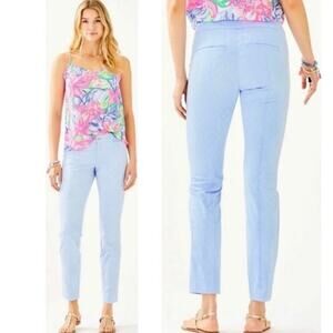 Lilly Pulitzer Kelly Skinny Ankle Textured Pants Light Blue Size 2